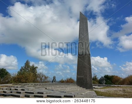 Parnidis Dune And The Sundial. Seascape On The Baltic Coast. Nature Preserve With Long Sandy Seashor