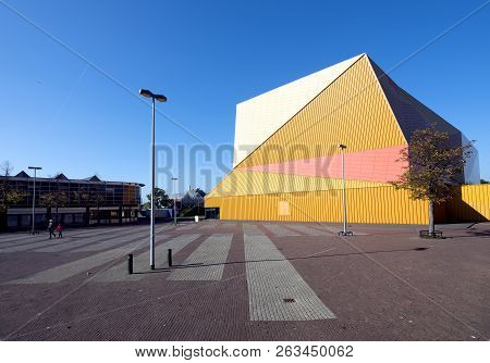 Lelystad, Netherlands, 10 Oktober 2018: Theatre Agora In Centre Of Dutch Town Lelystad In Province O