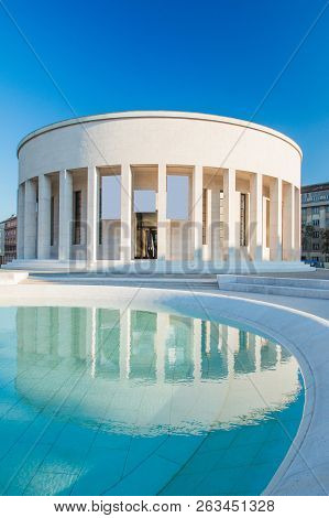 Zagreb, Croatia, October 13th, 2018: Zagreb, Croatia, Monumental Art Gallery And Beautiful Green Par