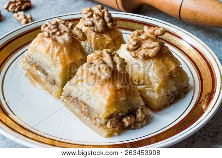 Turkish Traditional Dessert Baklava With Walnuts.