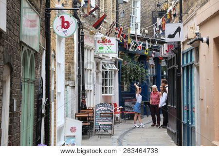 London, Uk - July 8, 2016: People Walk In Greenwich, London, Uk. Royal Borough Of Greenwich Is A Par