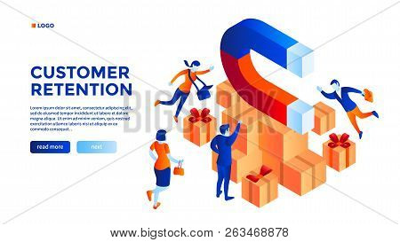 Customer Retention Concept Background. Isometric Illustration Of Customer Retention Vector Concept B