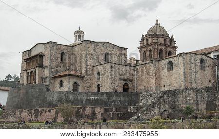 Interior Architecture And Detail Of Arcs In The Templo De Santo Domingo In Cuzco Peru. Historical Di