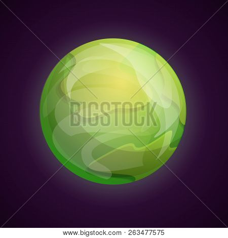 Green Space Planet Icon. Cartoon Of Green Space Planet Vector Icon For Web Design Isolated