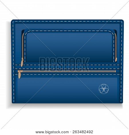 Blue Leather Folder Icon. Realistic Illustration Of Blue Leather Folder Vector Icon For Web Design