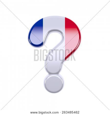 French flag interrogation point - 3d France symbol isolated on white background. this alphabet is perfect for creative illustrations related but not limited to France, Paris, patriotism...