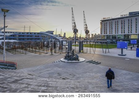 Royal Dock, Custom House, London, Uk - February 14, 2018: Entrance Approach To The London Excel Exhi