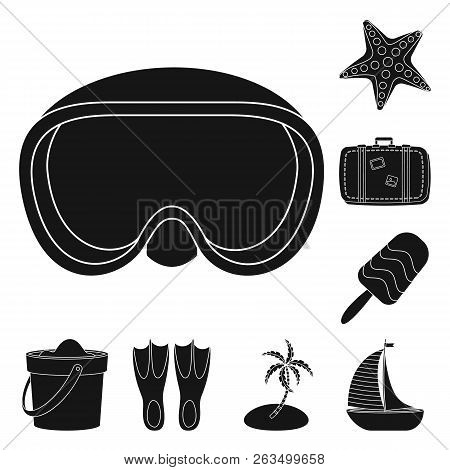 Vector Design Of Equipment And Swimming Sign. Collection Of Equipment And Activity Vector Icon For S