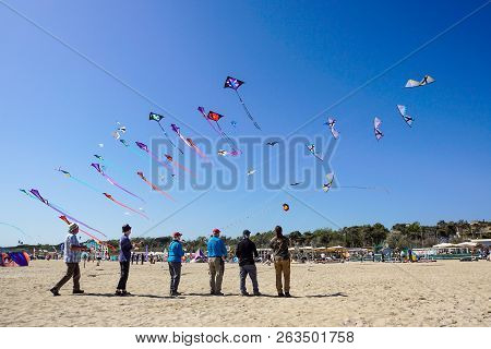 Cervia, Italy - May 1: Sky Full Of Kites For International Kite Festival On May 1, 2010 In Cervia, I