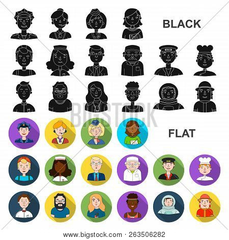 People Of Different Professions Flat Icons In Set Collection For Design. Worker And Specialist Vecto