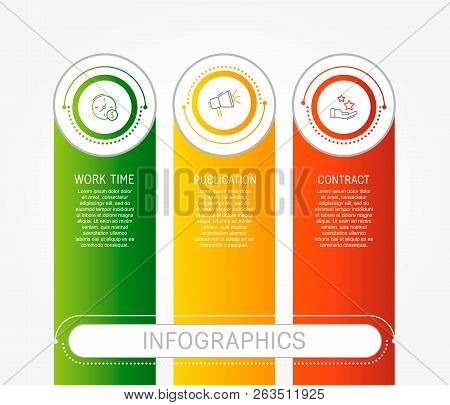 Modern 3D Vector Illustration. Template Infographics With Three Elements, Circles. Contains Text And