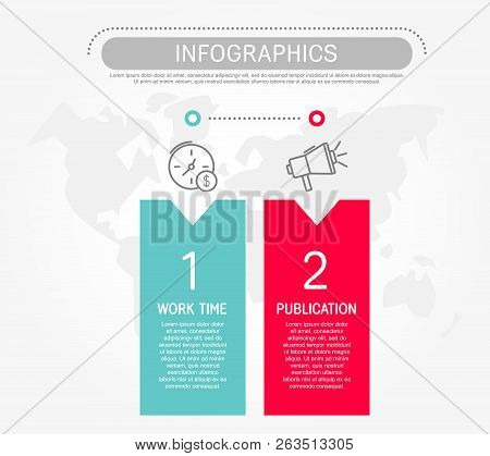 Modern Flat Vector Illustration. Template Infographics With Two Elements, Rectangles. Contains Text