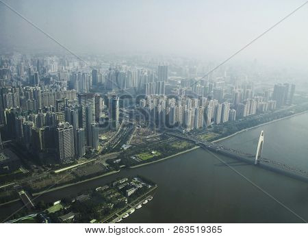 Guangzhou Pearl River View And From Windows Of Canton Tower China Republic