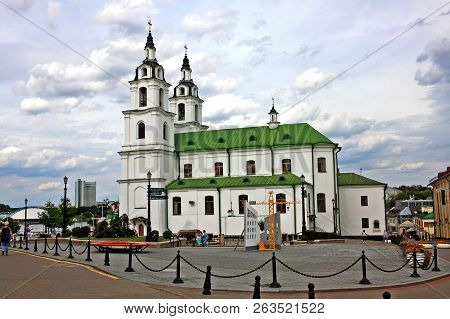 Minsk, Belarus - August 13, 2018: Holy Spirit Cathedral  Is The Central Cathedral Of The Belarusian 