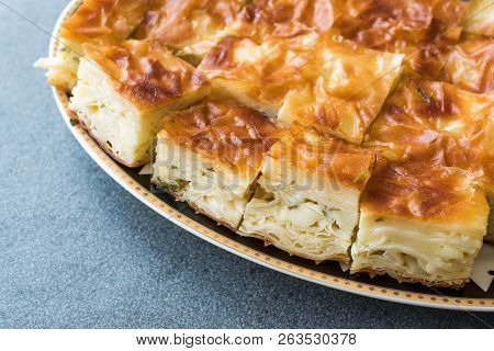 Su Boregi / Turkish Patty Borek Slices Served With Plate / Burek