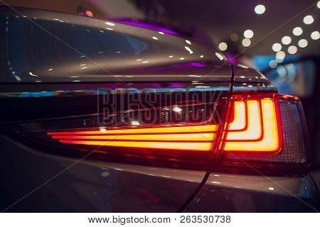 Rear Stop Light Of Modern Car With Led.