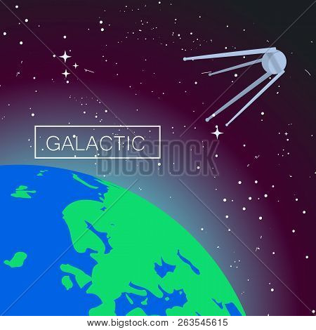 Galactic Space Concept Background. Flat Illustration Of Galactic Space Vector Concept Background For