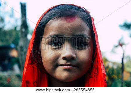 Bandipur Nepal October 15, 2018 Closeup Of Young Children Playing And Having Fun Together In Bandipu