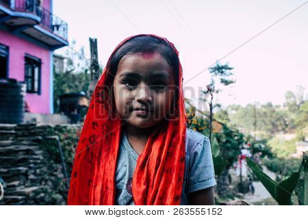 Bandipur Nepal October 15, 2018 Closeup Of Young Children Playing And Having Fun Together In Bandipu