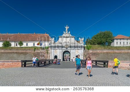 Alba Iulia, Romania - 11 August 2018: The 3rd Gate Of The Citadel Alba-carolina In Alba Iulia, Roman