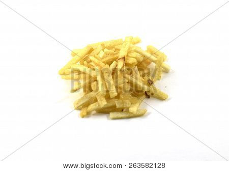 Pile Of Crunchy Fried Potato Sticks - Isolated