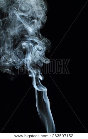 Abstract White Smoke Texture On Black Background