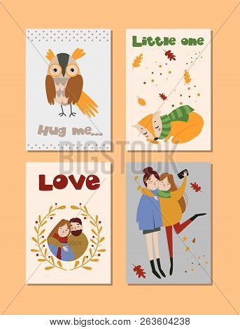 Autumn Templates Set. Vector Design For Card, Poster, Flyer, Web, Cover, Tag, Invitation, Sticker Ki