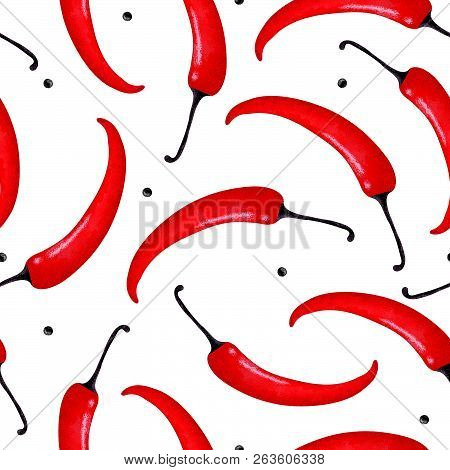 Сhili Pepper Style Print. Seamless Trendy Pattern.