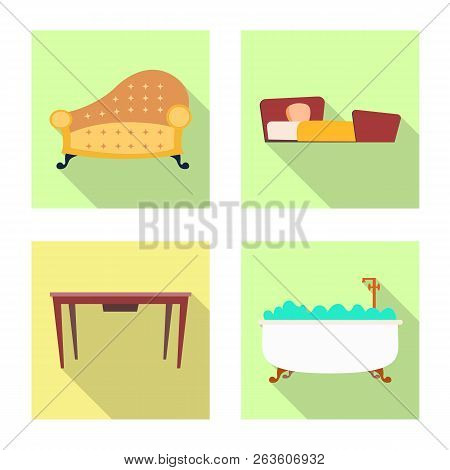 Vector Design Of Furniture And Apartment Icon. Collection Of Furniture And Home Vector Icon For Stoc