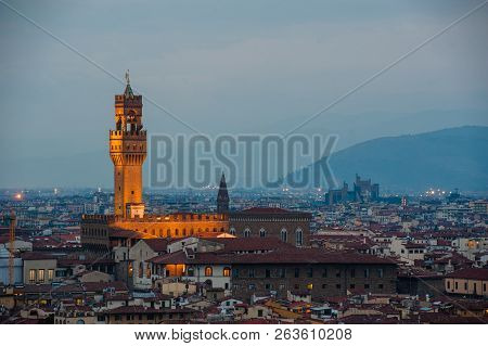 Night Panorama Of Florence. View Ot Top.