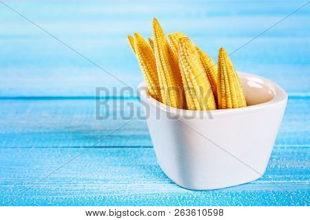 Baby Sweetcorn Or Mini Corn. It Is Typically The Eaten Whole Cob Included For The Human Consumption.