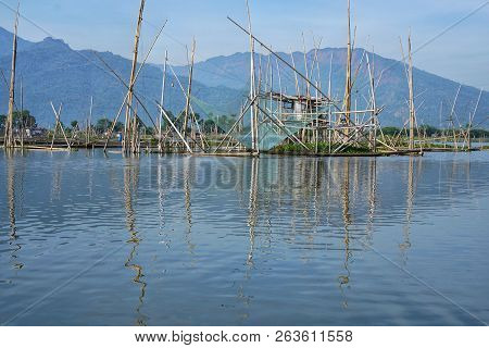 October, 6 2018. Ambarawa, Indonesia. Fishermen On Rawa Pening Lake, Central Java, Indonesia