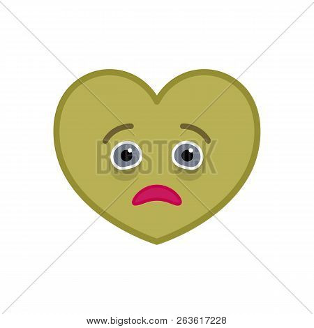 Diseased Heart Shaped Funny Emoticon Icon. Sick Pink Emoji Symbol. Social Communication And Online C