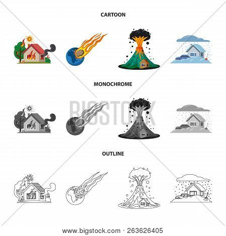 Vector Illustration Of Natural And Disaster Icon. Set Of Natural And Risk Stock Vector Illustration.