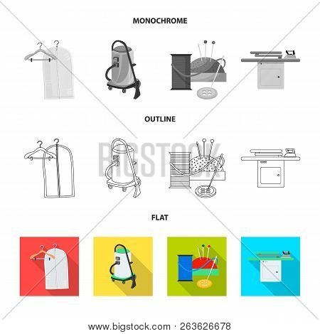 Vector Illustration Of Laundry And Clean Logo. Set Of Laundry And Clothes Vector Icon For Stock.