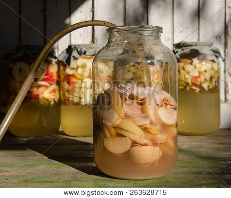 Making Of Apple Vinegar - The Harvesting Of The Liquid