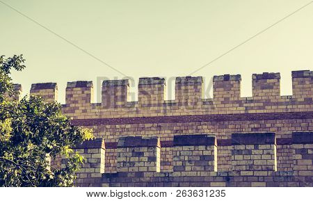 The Ancient City Walls Of Constantinople In Istanbul, Turkey