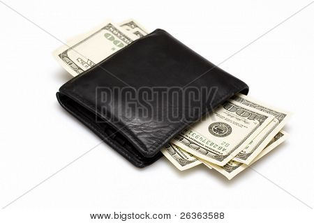 Brieftasche mit Dollas isoliert auf weiss