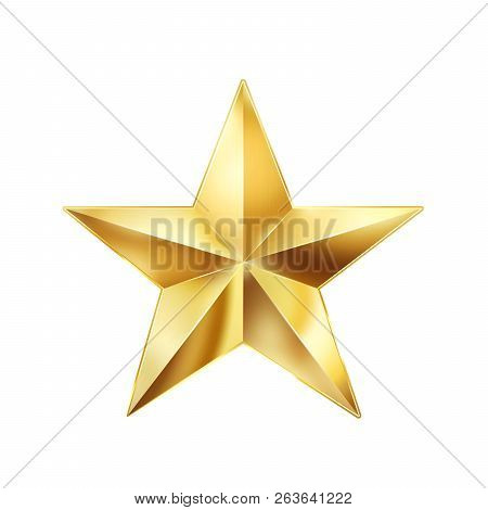 Christmas Background, Golden Star Isolated On White Background
