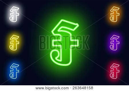 Neon Cambodian Riel Sign In Various Color Options On A Dark Background .