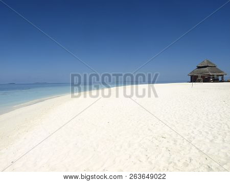 Maledivian Beach With White Sand And Blue Water
