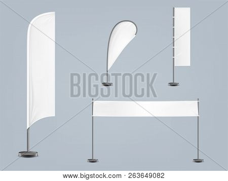 Set Four Blank Image Photo Free Trial Stock Set Of Four Blank Textile Banners Or Flags In Various Shapes For Brand Promotion