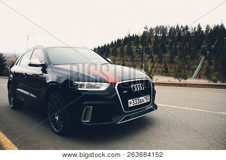 Ufa, Russia - March 4, 2018: Sportsline Audi Rs Q3 On The Street.