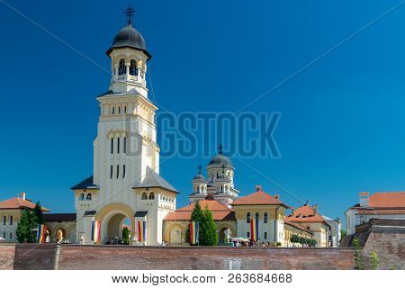 Reunification Cathedral On A Summer Sunny Day In Alba Iulia, Romania