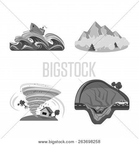 Vector Illustration Of Natural And Disaster Symbol. Collection Of Natural And Risk Stock Vector Illu