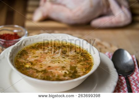 Traditional Turkish Chicken Broth Soup