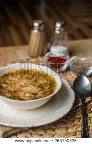 Traditional Turkish Chicken Broth Soup