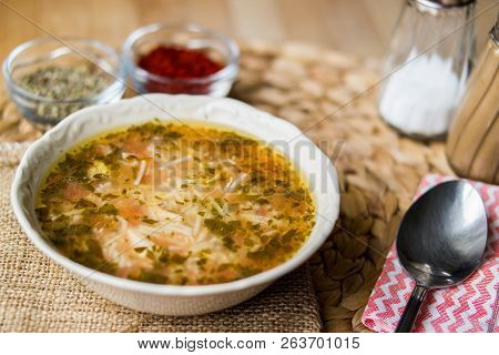 Traditional Turkish Chicken Broth Soup