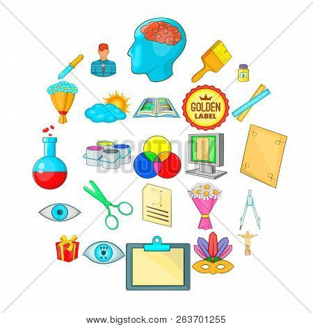 Masterpiece Icons Set. Cartoon Set Of 25 Masterpiece Vector Icons For Web Isolated On White Backgrou