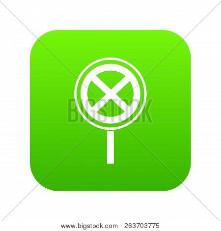 No Stopping And Parking Sign Icon Digital Green For Any Design Isolated On White Vector Illustration